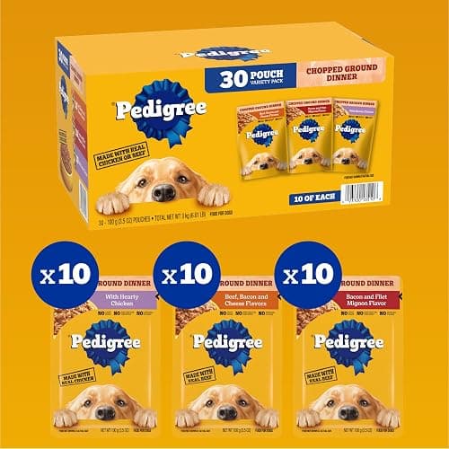 Pedigree Chopped Ground Dinner Adult Soft Wet Dog Food 30-Count Variety Pack, 3.5 oz Pouches thumbnail 3