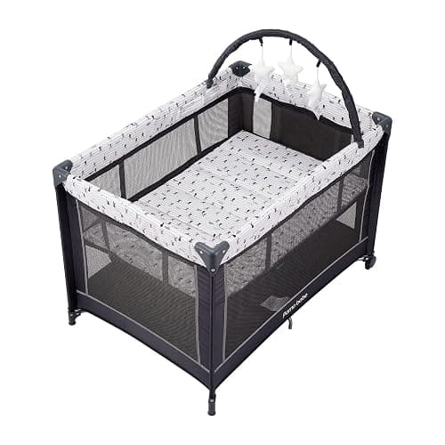 Pamo Babe Portable Baby Playpen, Lightweight Travel Playard with Mattress and Wheels (Rabbit) thumbnail 4