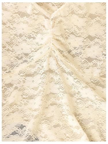 MakeMeChic Women's Floral Lace Sheer V Neck T Shirt Ruched Short Sleeve Going Out Crop Tops thumbnail 3