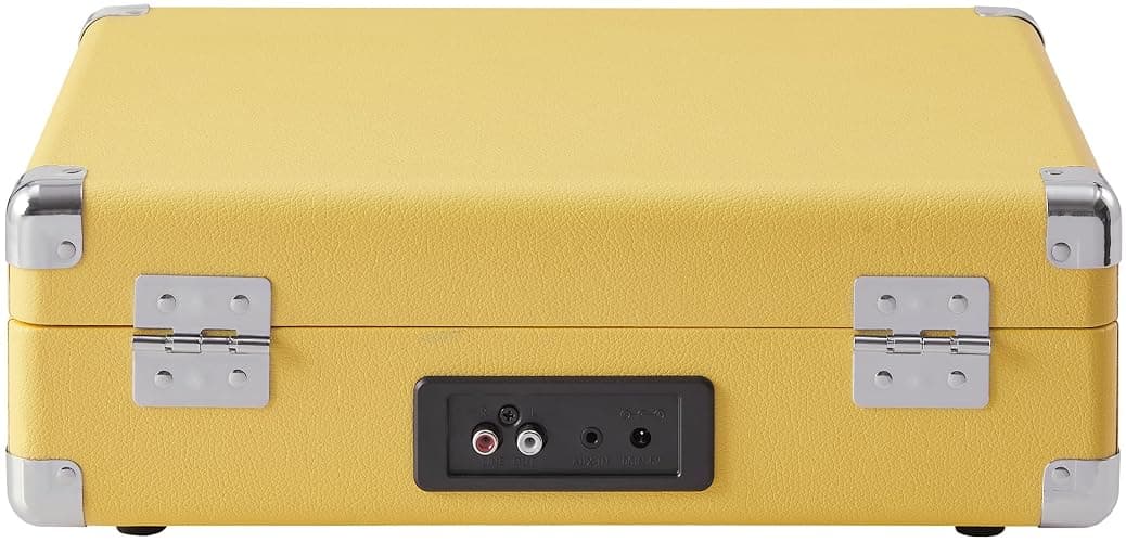 Crosley CR8005F-LY Cruiser Plus Vintage 3-Speed Bluetooth in/Out Suitcase Vinyl Record Player Turntable with Built-in Speakers, Lemon Yellow thumbnail 11