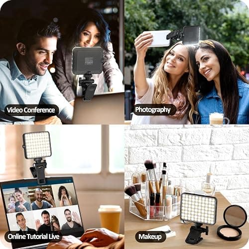 XINBAOHONG Rechargeable Selfie Light, Clip Fill Light for Phone Laptop Tablet Portable Light for Video Conference Live Streaming Zoom Call Makeup Picture (Black) thumbnail 4