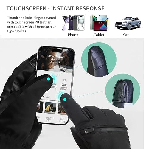 Unigear Skihandschuhe Herren Damen, 3M Thinsulate Winterhandschuhe Touchscreen, Thermohandschuhe wasserdicht warm rutschfest für Skifahren Snowboard Eislaufen Wandern Radfahren thumbnail 4