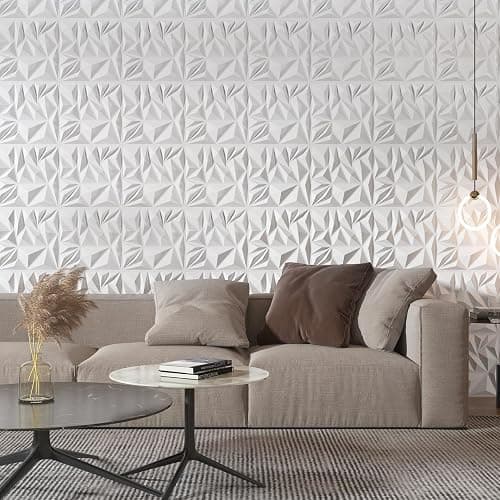 Art3d Lot de 33 panneaux muraux 3D pour décoration murale intérieure, panneaux muraux modernes texturés en losanges pour jeux,salon,TV,fond mural,30,5 x 30,5 cm,3㎡,blanc thumbnail 7