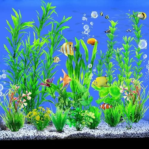 CousDUoBe 12pcs Fish Tank Accessories Aquarium Decorations Green Plants, Green Fish Tanks Decoration Plants, Fish Tank Decor, Aquarium Decor Plastic Plants thumbnail 4