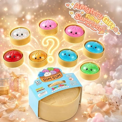 Squishy Dumpling Toy, Dumpling Squishy Mystery Box, Random 1 of 14 Colors, Stocking Stuffers with Food Steamer Stretchy Desk Toy thumbnail 3