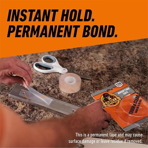 GORILLA Invisible Hold Mounting Tape, Clear, 1" x 150", 1-Pack | Holds up to 15 lbs, Clear Double-Sided Tape for Strong, Permanent Bond, Discreet Adhesive for Classroom and Study Space Setup thumbnail 7