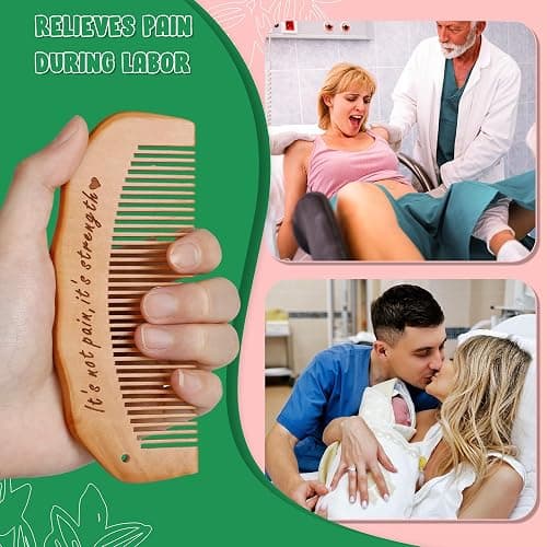 Arrozon Birth Comb for Women Labor, Wooden Labor comb Natural Labor and Delivery Essentials, Birthing Combs Hospital Bag Must Haves for Pregnant Women, Wood Comb Labor Gifts for Moms thumbnail 2