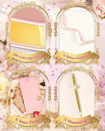 hi!SCI Thick Journal for Women & Girls, 360 Pages A5 Writing Journaling Notebook with Paintings, Women Journal for Writing, Vintage Journal with Gift Box & Pen for Girls Gift Ideas (Candy Pink) thumbnail 3