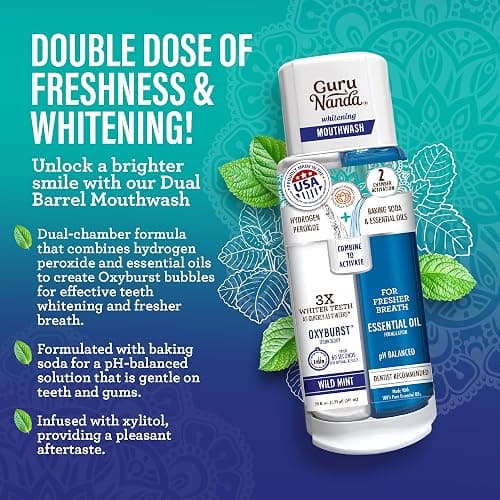 GuruNanda Total Smile Makeover Kit Regular with Cocomint Oil Pulling, Dual Barrel Whitening Mouthwash, Whitening Strips & Butter on Gums Toothbrushes thumbnail 3