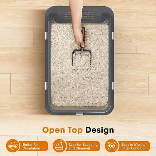 2PACK Stainless Steel Litter Box, Extra Large Litter Boxes for Big Cats, XL Metal Cat Litter Box with Lid High Sides, Anti-Urine Leakage, Non-Sticky, Scoop Included thumbnail 5