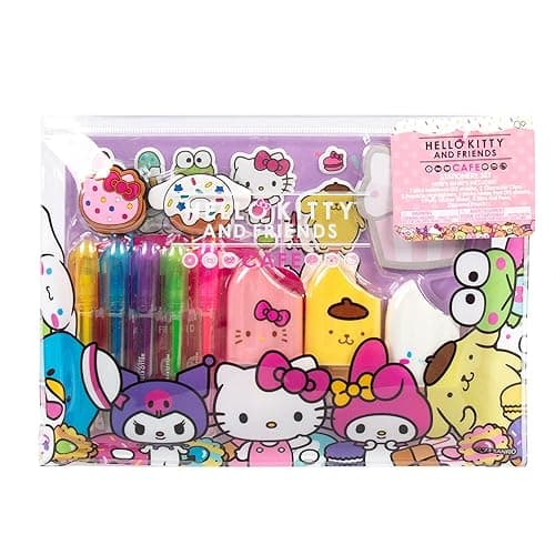Hello Kitty & Friends Café Stationery Set, 22-Piece Sanrio Stationery, Cute School Supplies, Sanrio Accessories, Includes Hello Kitty Notebook, Squishy Stickers, Sanrio Pens, Kawaii Stationery - Image 1