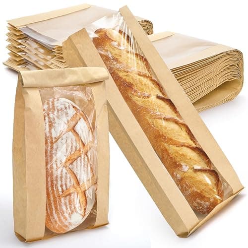 YIMITEE 150 Pack Paper Bread Bag with Window, 18"x7"x2" Long French Bread Bag, Brown Kraft Baguette Bags, Loaf Storage Packing Sacks Biscuits Packaging for Homemade, Bakery, Coffee Bar - Image 1