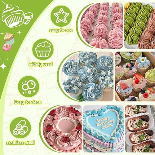 FANTEXY Dessert Decorating Syringe Set, Icing Piping Kit Stainless Steels Cake Decorating Tools 6 Piping Icing Nozzles Cupcake Decorating Kit thumbnail 6