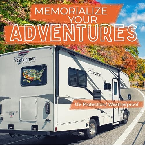 RV State Travel USA Map Vinyl Sticker - Camper Trailer Decals for Window with State Flag - Road Trip Map of America - Waterproof, UV Protection for Window, Door or Wall (Popular) thumbnail 6