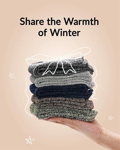 Jeasona Wool Hiking Socks for Women Warm Winter Thermal Thick Socks for Cold Weather Cozy Gifts for Women Mom 5 Pairs thumbnail 7