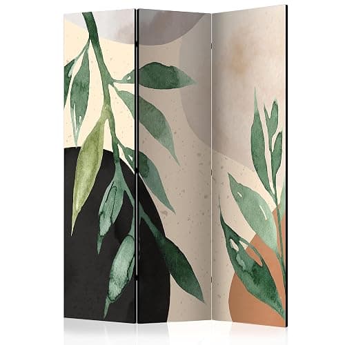 murando Decorative Room Divider Leaf 135x172 cm / 54"x68" Single-Sided Folding Screen 3 Panels Room Partition Non-Woven Canvas Print Opaque Photo Display Nature Meadow like painted b-A-0885-z-b - Image 1
