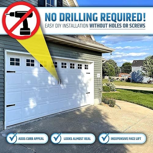 Premium Quality & Strong Magnetic Garage Door Decorative Hardware - Set of 2 Handles + 4 Hinges - Faux Garage Door Accents Kit for Curb Appeal | No Installation Needed | Will Never Fall Off thumbnail 6