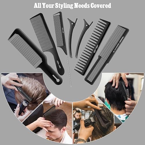 SALONSILK 13PCS Hair Cutting Shaving Brush and Comb Set, Professional Barber Combs for Hair Stylist, Premium Grade Barber Brush Neck Duster, Fading Comb Barber Clipper Comb thumbnail 6