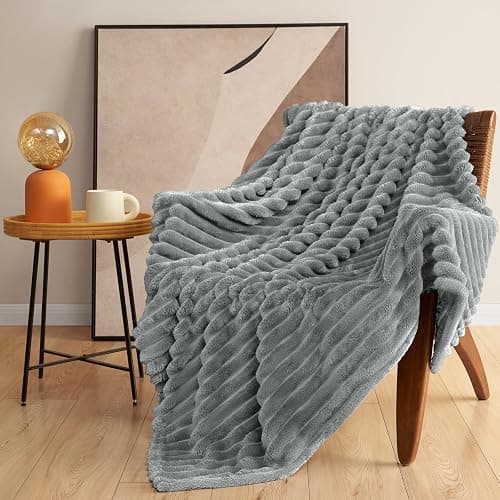 HIMEET Soft Light Grey Throw Blanket for Couch - 300GSM Cozy Fleece Blanket for Men, Cute Lightweight Blankets Birthday Gifts for Her Him, Valentines Spring Home Room Decor, Light Grey, 50x60 Inches thumbnail 9