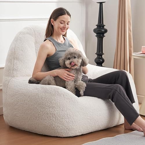 Homguava Bean Bag Chairs for Adults,Giant Beanbag Couch Adult Bean Bag Chair with Filler Included,Modern Lazy Sofa Comfy Chair for Living Room(White) thumbnail 6
