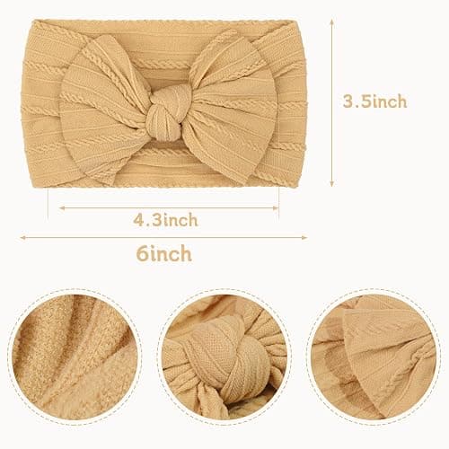 CÉLLOT Super Stretchy Soft Knot Headbands with Hair Bows Head Wrap Hair Accessories For Newborn Baby Girls Infant Toddlers Kids thumbnail 2