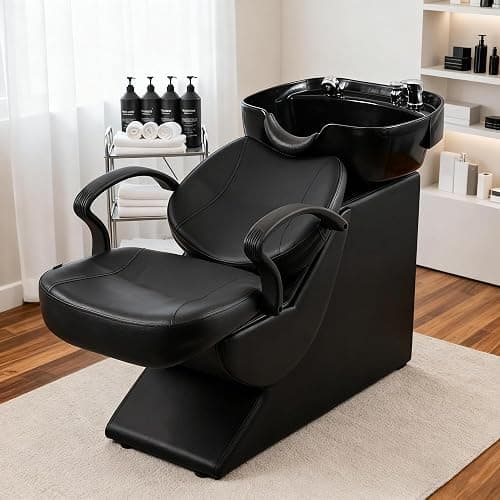 Seogwisam Shampoo Bowl and Chair Set for Salon, Backwash Barber Chair,ABS Plastic Shampoo Bowl Sink Unit w/Storage Box for Beauty Spa Barbershop thumbnail 9