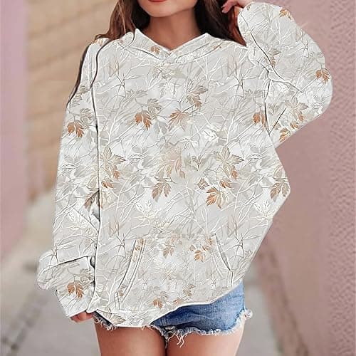 BXJX Camo Hoodies for Teen Girls Long Sleeve Oversized Sweatshirts Camouflage Print Tops Trendy Tween Girl Winter Outfits thumbnail 4