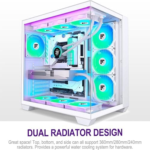FOIFKIN F600 PC Case - Pre-Installed 7 PWM ARGB Fan, ATX Mid-Tower Gaming PC Case, 270° Panoramic Glass with Type-C, FOIFKIN (White, F600) thumbnail 2