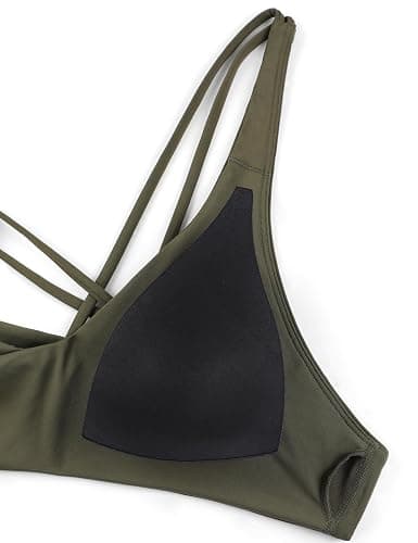 CRZ YOGA Twist Front Bikini Tops | Removable Pads, A-C Cup, V Neck, Criss Cross Back, Swim, Bathing Suit Bra for Women thumbnail 5