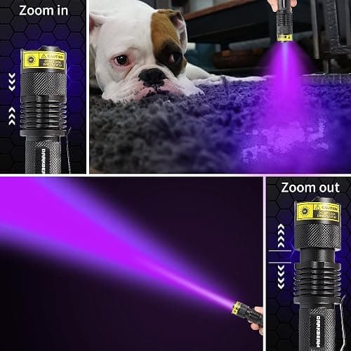 DARKBEAM UV 395nm Flashlight Ultraviolet led Light Blacklight Wood's lamp Portable 400nm Mini Detector for Dog/Cat Urine Pet Stains, Anti-counterfeiting Identification, Resin Curing, AA thumbnail 5