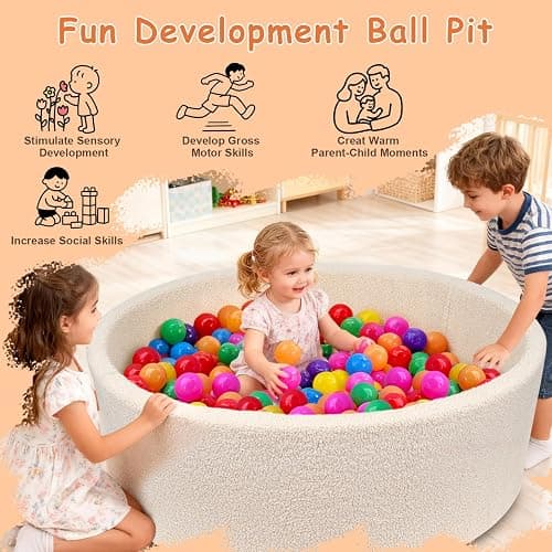 MEOGETY Kids Foam Ball Pits for Toddlers Babies Dogs Cats, Soft Infant Baby Ball Pit Pool for Girls and Boys Gifts, (Balls NOT Included) Imitation Teddy Colours thumbnail 8