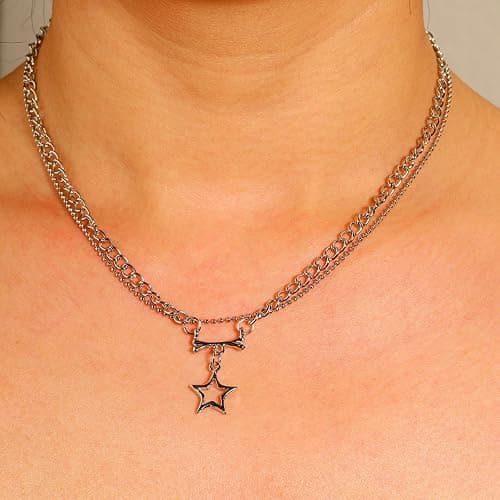 LIRUNQIN 5PCS Y2K Gothic Necklace Set – Star Pendant, Beaded Silver Chain, Grunge Emo Jewelry Pack – Alt Accessories for Women– Fairy Grunge, Alternative, Goth & Y2K Jewelry thumbnail 6