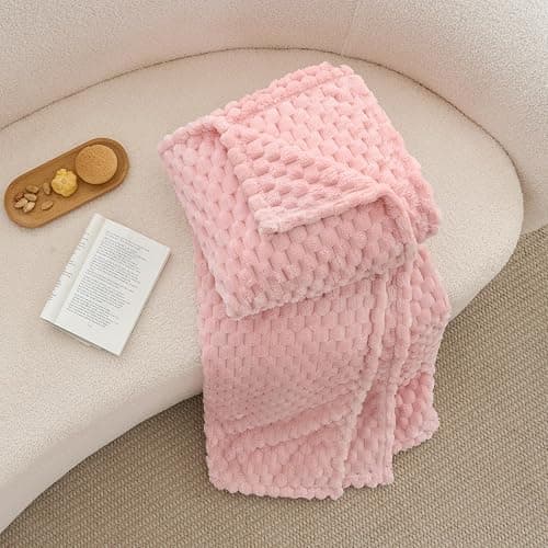 BEDELITE Fleece Decorative Blanket - 3D Jacquard Pink Throw Blankets for Women's Couch & Bed, Soft and Cozy Warm Plush Fluffy Blanket, Cute Birthday Gift for Women, 50x60 Inches thumbnail 7