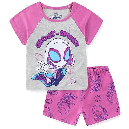 Marvel Spider-Gwen Ghost Spider Girls Short Sleeve T-Shirt and French Terry Shorts Set for Toddler to Big Kids - Image 1