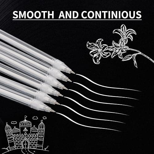 WYTNB 12Pcs Ink Pen Highlight Fine Liner, 0.8mm Fine Point Gel Pens (White) | Waterproof Rollerball Pens for Black Paper, Line Drawing Highlighter for Drawing Writing Card Making thumbnail 4