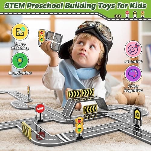Goodtiles Magnetic Tiles Road Expansion Set, STEM Magnetic Building Blocks for Kids Ages 3-5 4-8 5-7, Preschool Learning Sensory Kids Toys for Toddler Birthday thumbnail 3