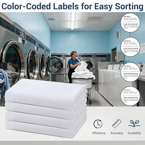Full Flat Sheet Only, 1 Pack White Top Bed Sheets, Soft Breathable Brushed Microfiber Color-Coded Hem Threads, 81x96 thumbnail 4