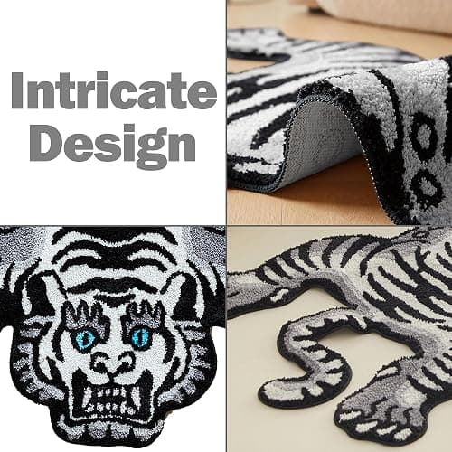 5x3.3 ft Tibetan Tiger Area Rug Tufted High Pile XLarge Indoor Machine Washable Carpet with Nonslip TPR Backing - Bedroom, Bathroom, Living & Dining Room Home Décor, Gray thumbnail 7