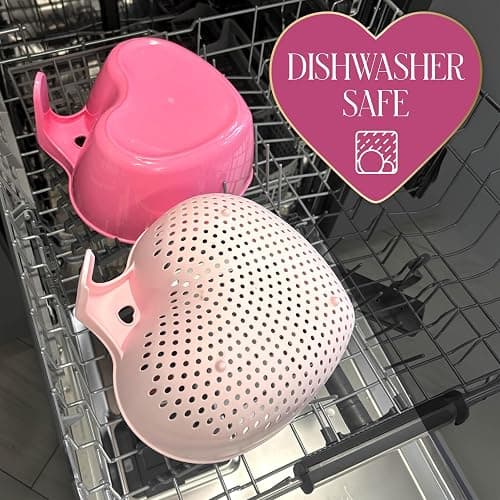 Paris Hilton Heart Bowl & Colander Set, Nesting 2-Piece Design with 3-Quart Capacity, Dishwasher Safe, Made without BPA, Pink thumbnail 6