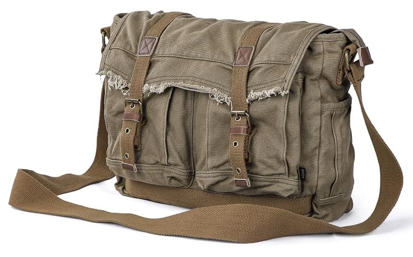 GOOTIUM Canvas Messenger Bag - Vintage Shoulder Bag Frayed Style Boho Purse thumbnail 4