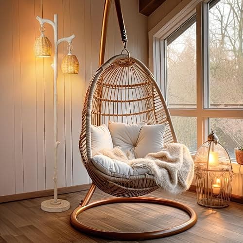 68" High Farmhouse Rustic Country Cottage Floor Lamp Tree Trunk Faux Wood Column White Washed Wicker Drum Shade Decor for Living Room Bedroom Reading Room thumbnail 6