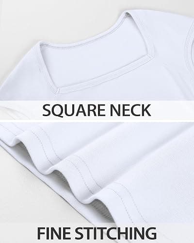 NUMYEAN Crop Tops for Girls Short Sleeve Shirt Girls Summer Tops Square Neck Slim Fit Tops Basic Tee thumbnail 6