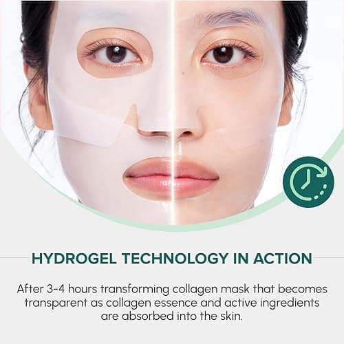 Flawlx Bio-Collagen Real Deep Face Mask, Hydrating Overnight Hydrogel Mask, Pore Minimizing, Elasticity Boosting, With Natural Ingredients, Facial Mask 45g (5-Pack) thumbnail 5