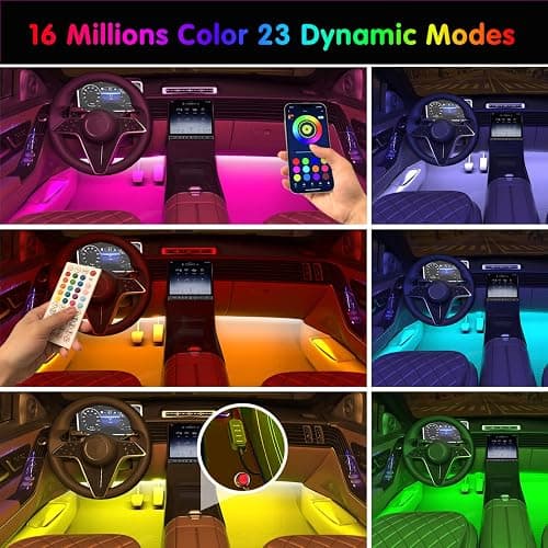 Interior Car Lights Keepsmile Car Accessories APP Control with Remote Music Sync Color Change RGB Under Dash Lighting with Charger 12V LED Lights Running Board Lights thumbnail 3