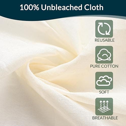6-Pack Beige Cheesecloth, 20x20 Inch Hemmed Cheese Cloth for Straining, Reusable Unbleached Cotton Strainer for Cooking, Baking, Juicing, and Cheese Making (Grade 100) thumbnail 4