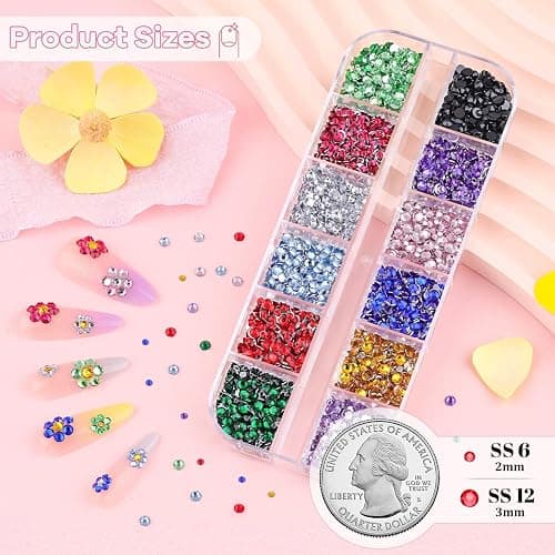 10000Pcs Small Resin Rhinestones for Nail Art, Colorful 2/3MM Flatback Bedazzling Gems, Nail Rhinestones and Gems Crystals Charms for Acrylic Tips Manicure Decor thumbnail 3