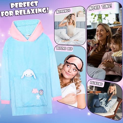 Hello Kitty Blanket Hoodie for Women Teens Wearable Blanket Sherpa Lined Fleece thumbnail 2