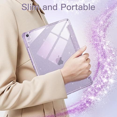 JETech Glitter Case for iPad Air 13-Inch M3/M2 (2025/2024) with Pencil Holder, Cute Sparkly Slim Cover for Kids and Girls, Shiny Clear Back Shell (Purple) thumbnail 7