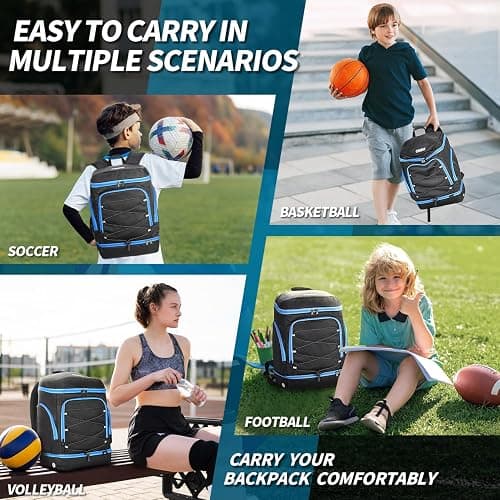 Ciihars Soccer Backpack,Soccer Bag with Ball Holder,Sport Equipment Bags Water resistant Includes Separate Cleat Fit Basketball Volleyball Football thumbnail 5