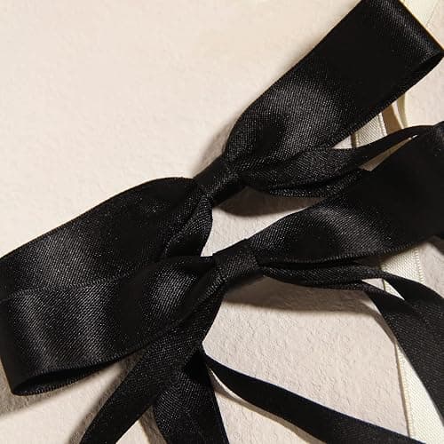 4pcs Hair Clips for Women Tassel Ribbon Bowknot With Long Tail, Clip Girl, Solid Accessories Barrettes Claw Bow (Black&Beige) thumbnail 9